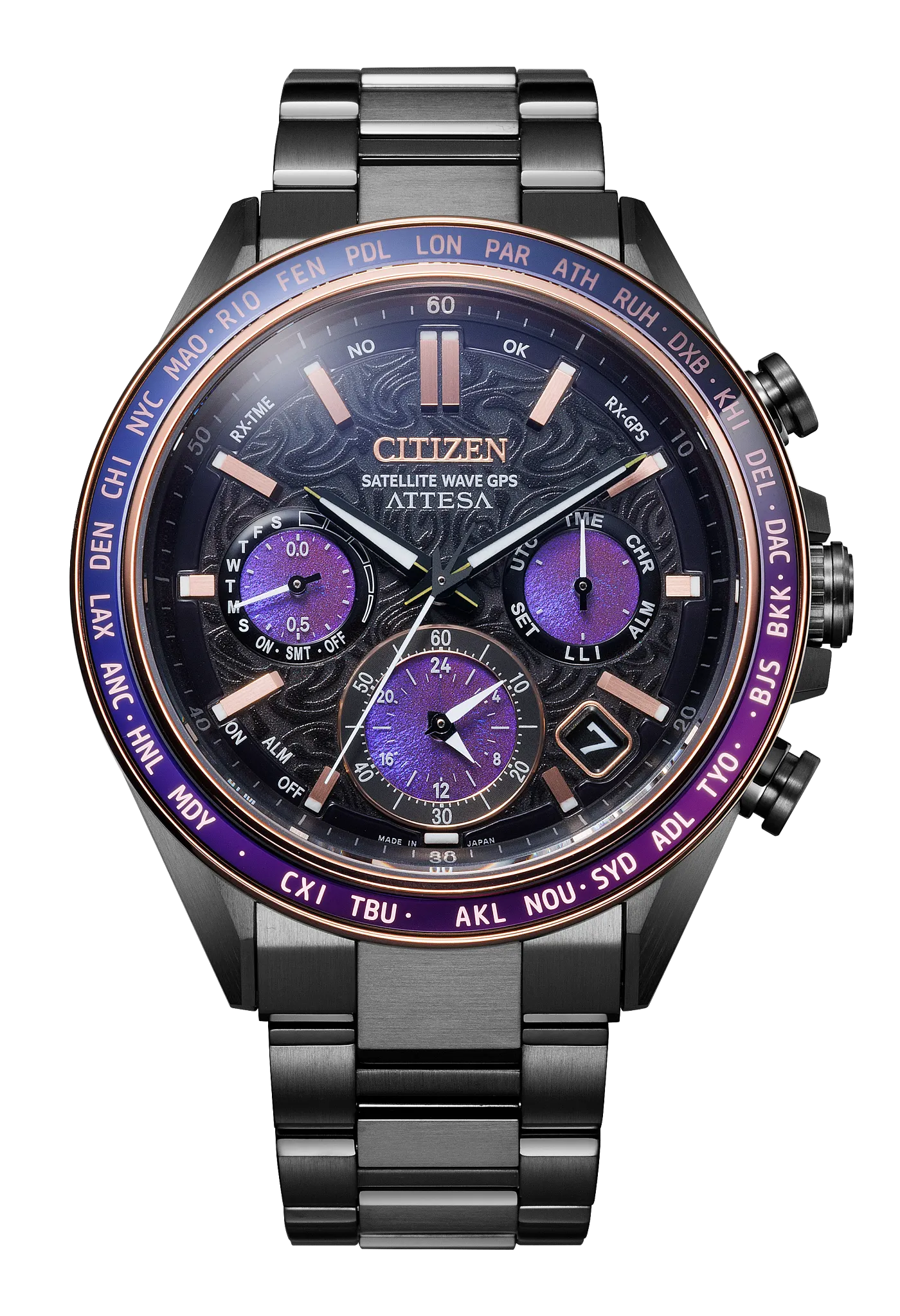 ATTESA Power of Purple Aurora Purple Dial Super Titanium Bracelet